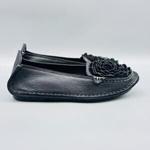 Spring Step L'Artiste Shoes Womens 8.5 Black Leather Dezi Moccasin Flats Floral